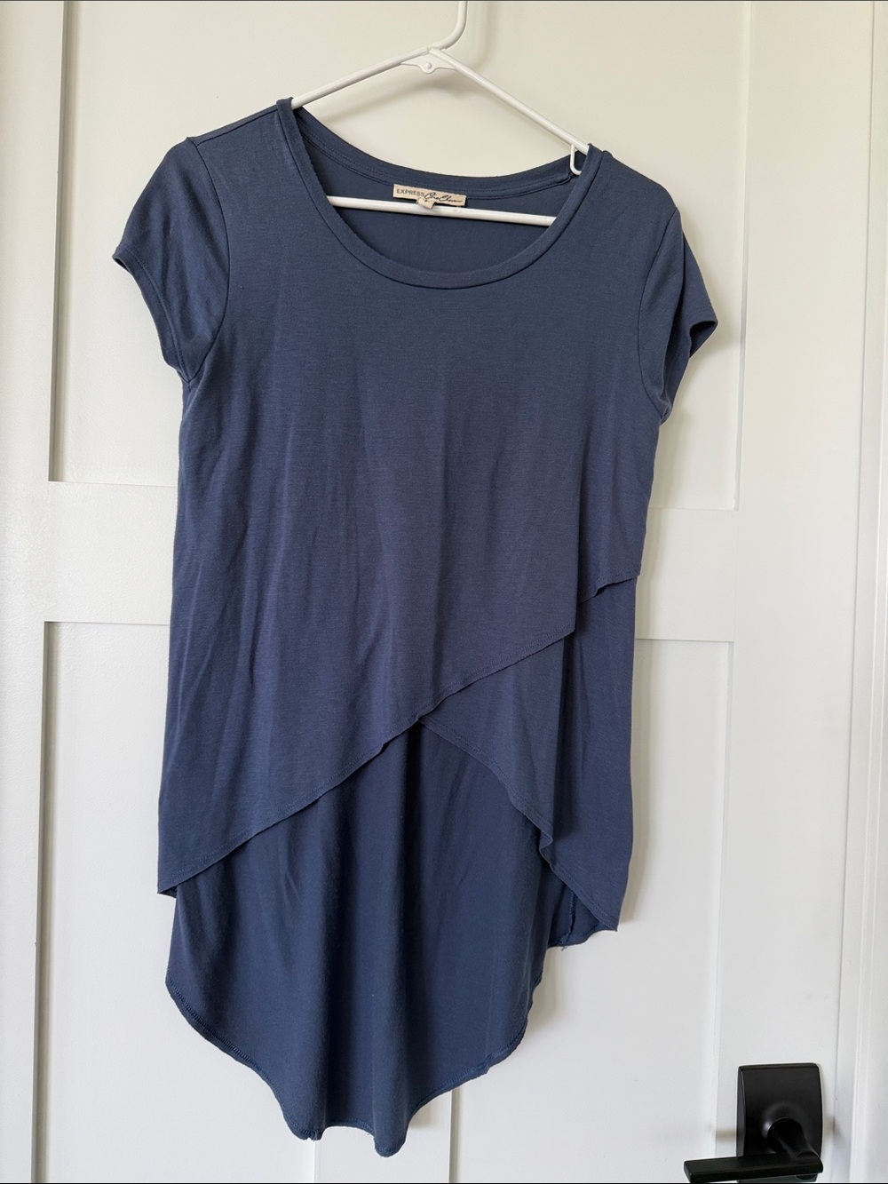 Express Layered Asymmetrical Navy Top